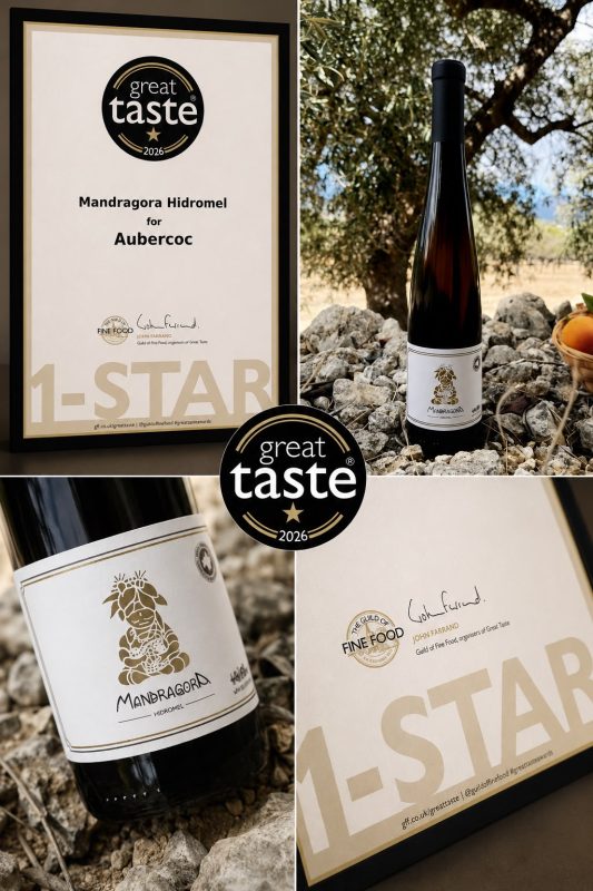 Mandragora Hidromel, Aubercoc. Hidromiel premiado, Great Taste 2026